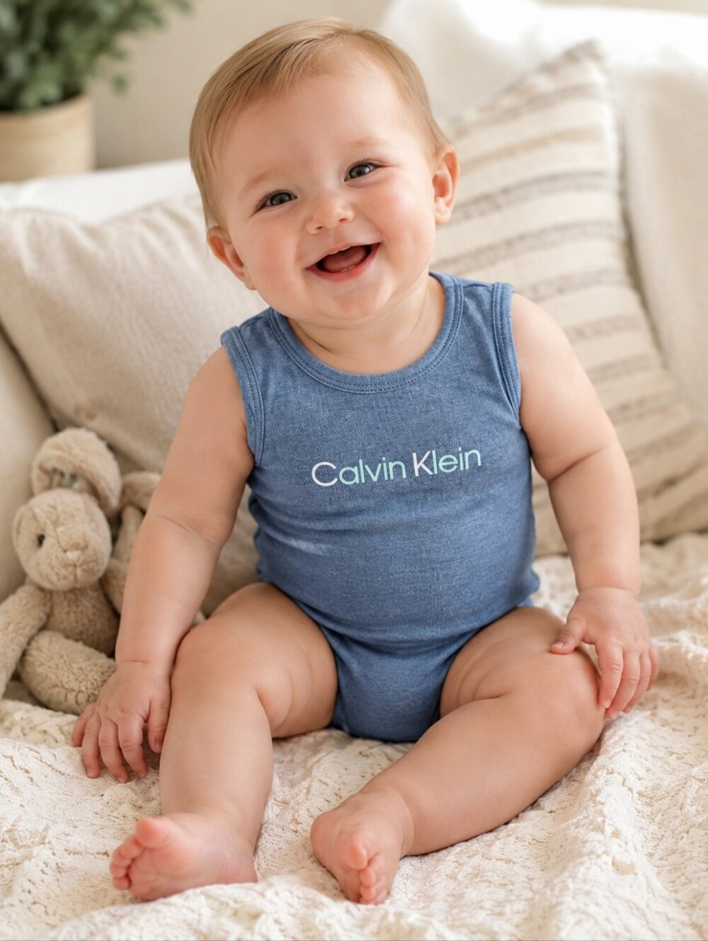 Calvin Klein Blue Sleeveless Infant Bodysuit